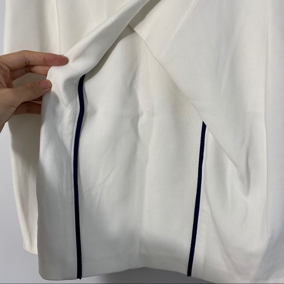 ICB Pleated White Skirt with Navy Piping - Picture 2 of 6